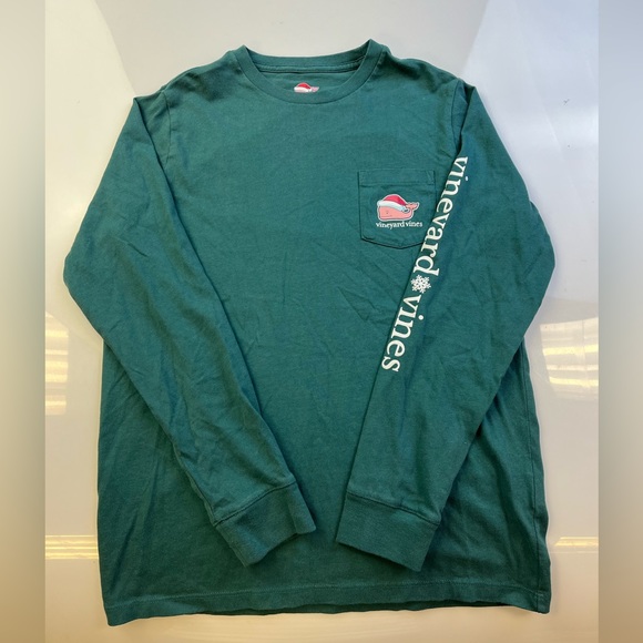 Vineyard Vines Women's Christmas Whale Long Sleeve Pocket Tee R145-6 - Picture 2 of 8